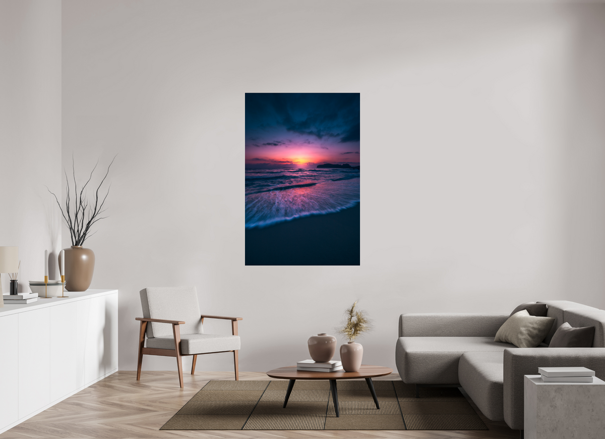 100 x 150 cm, Photo Print Under Acrylic Glass Falassarna Evening, Crete Beach