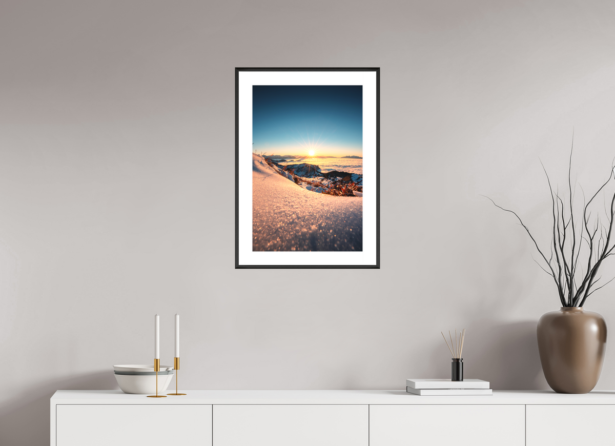 40 x 60 cm, Rahmen-Schwarz Sunset Mountain Layers, Vorarlberg