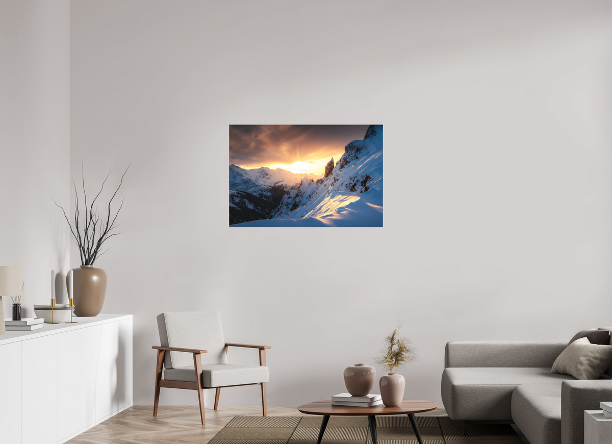 105 x 70 cm, Papierprint ohne Rahmen Black Tower at Sunset, Zürs