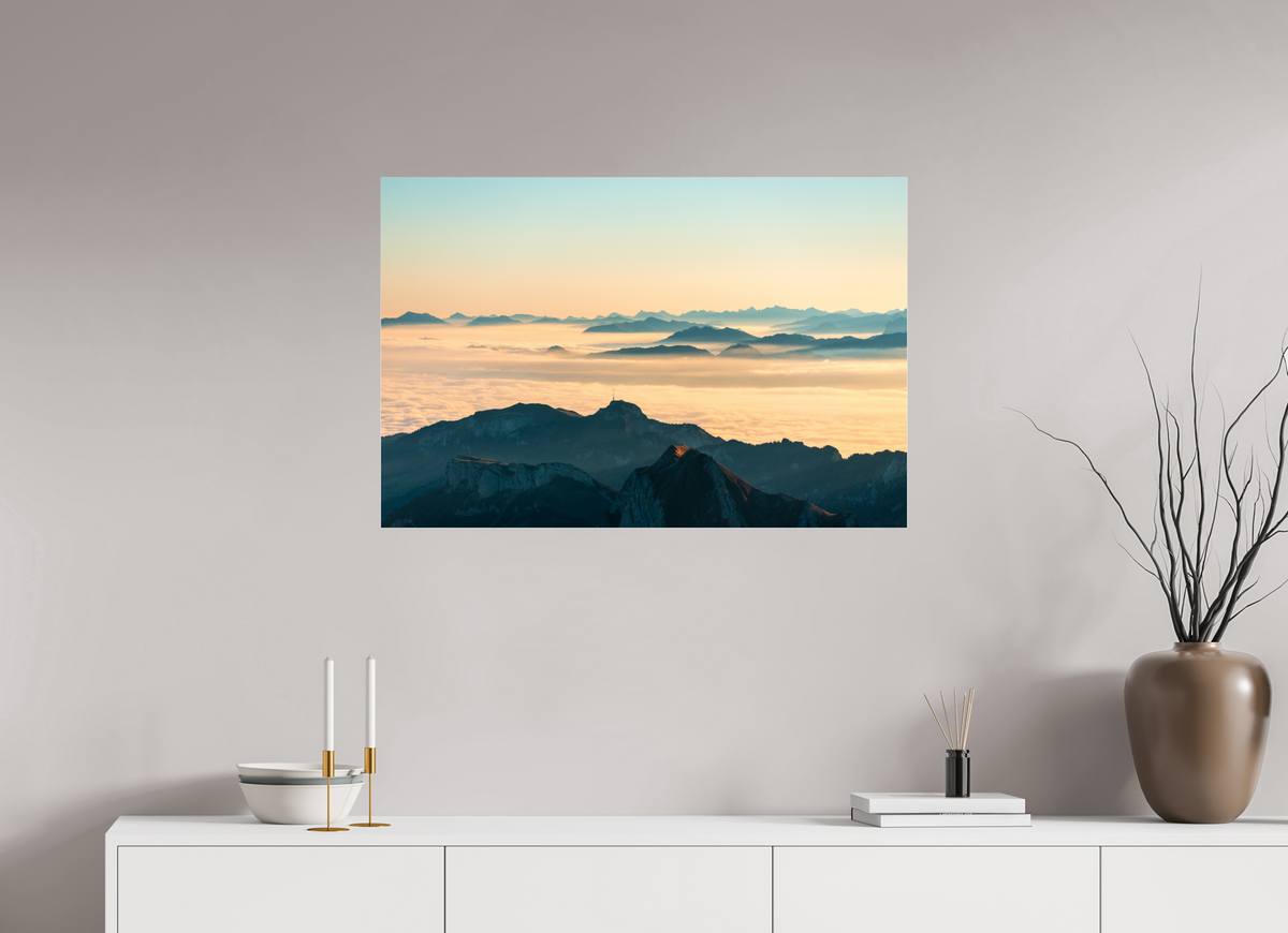 90 x 60 cm, Photo Print Under Acrylic Glass Säntis Morning Layers, Switzerland