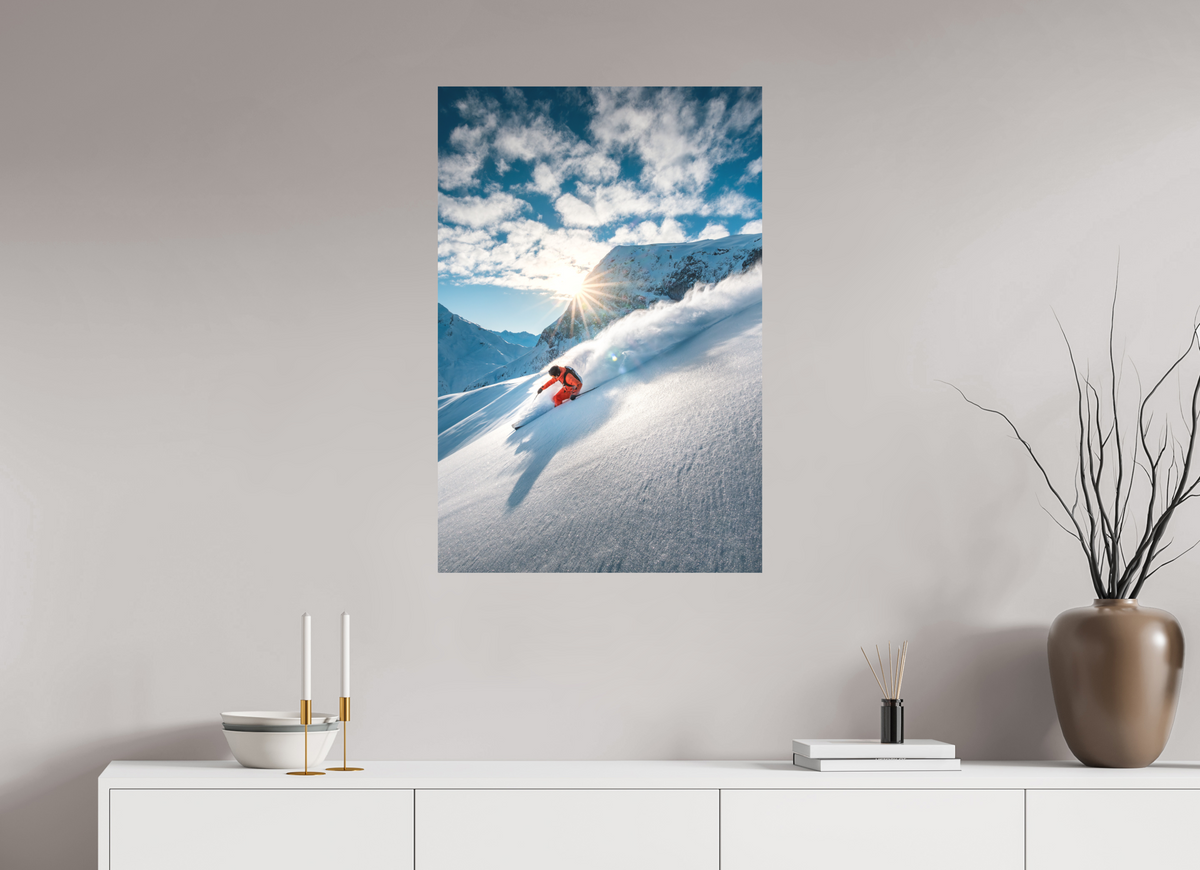 60 x 90 cm, Papierprint ohne Rahmen Freeride Skiing, Lech Zürs Arlberg