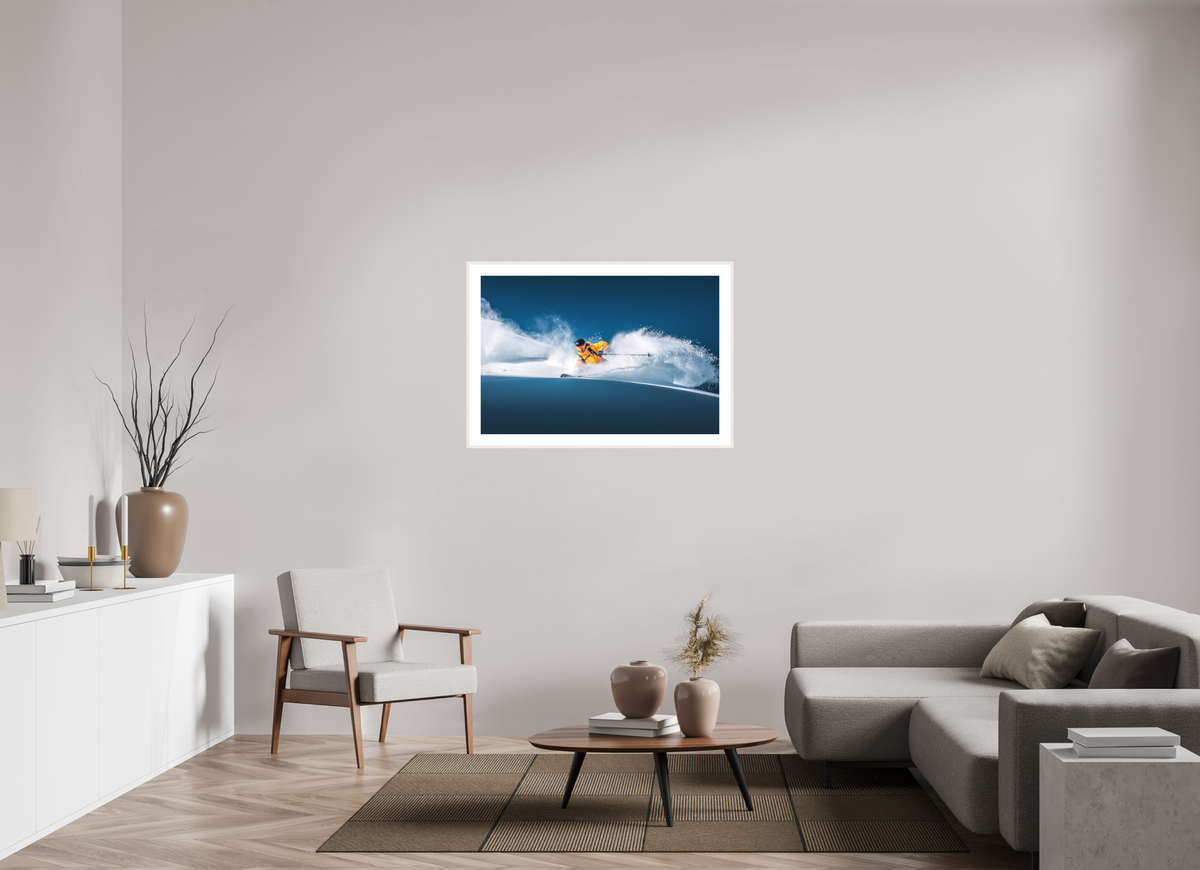 105 x 70 cm, Rahmen-Weiß Powder Turns, Arlberg