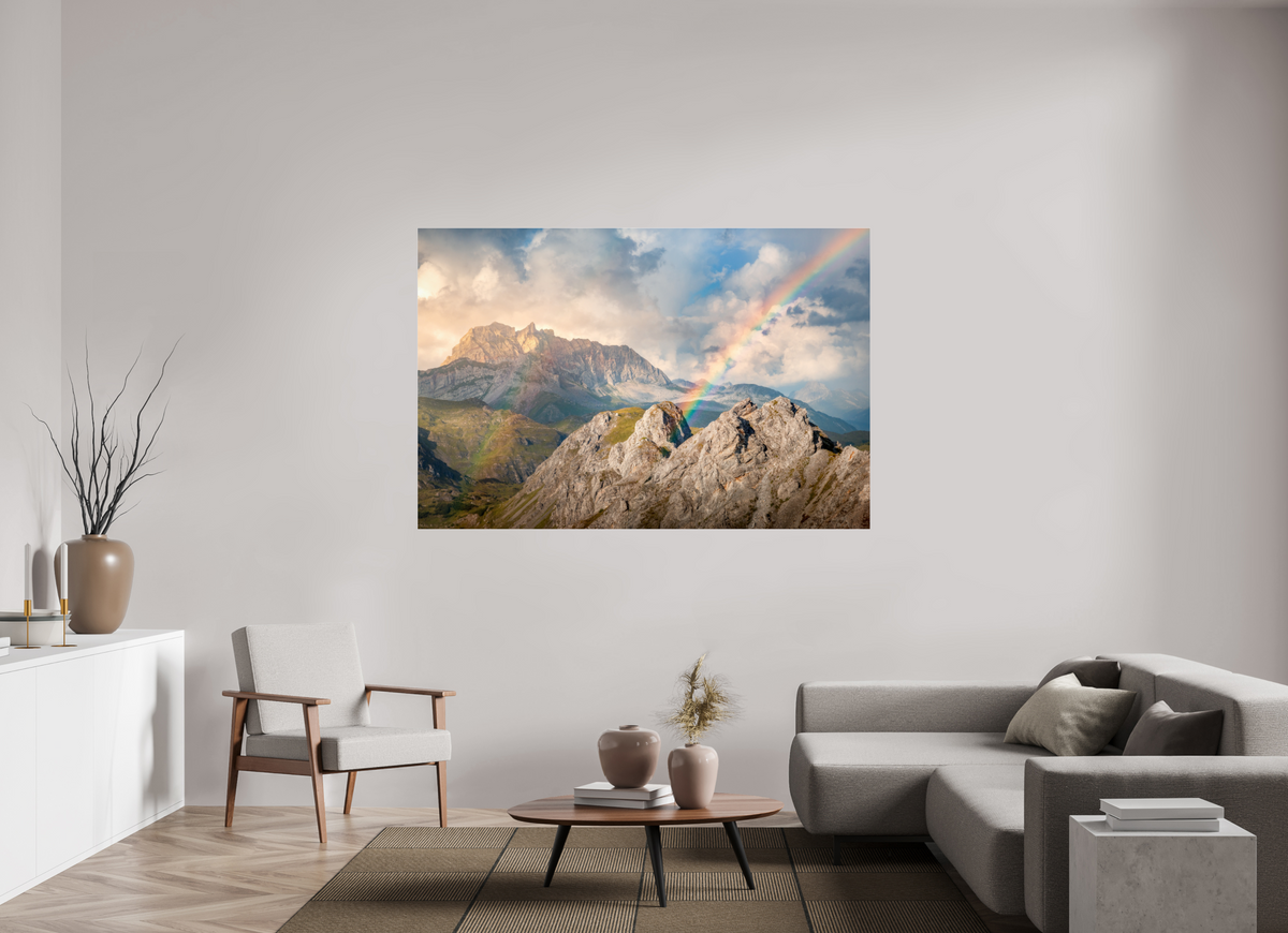 180 x 120 cm, Photo Print Under Acrylic Glass Rainbow over Rote Wand, Arlberg Alps