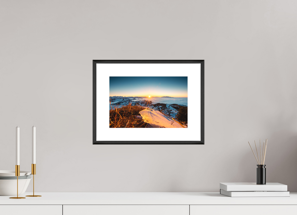30 x 20 cm, Rahmen-Schwarz Sunset at the Hohe Matona, Vorarlberg
