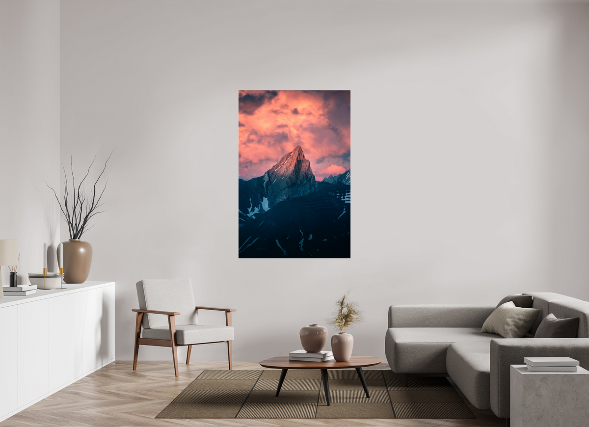 100 x 150 cm, Photo Print Under Acrylic Glass Roggspitze Sunset, Vorarlberg Austria