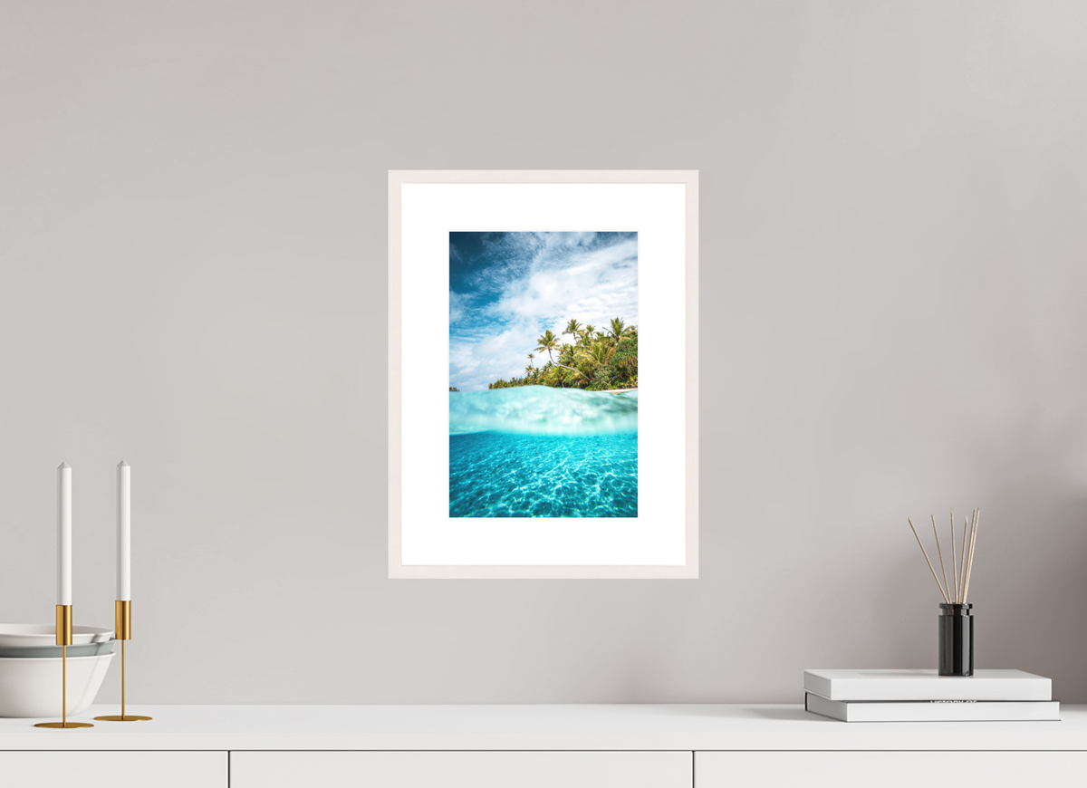 20 x 30 cm, Rahmen-Weiß Above and Below the Waterline, Aitutaki