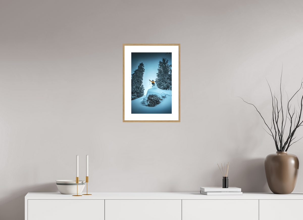 30 x 45 cm, Rahmen-Holzoptik Frozen Launch Over the Trees