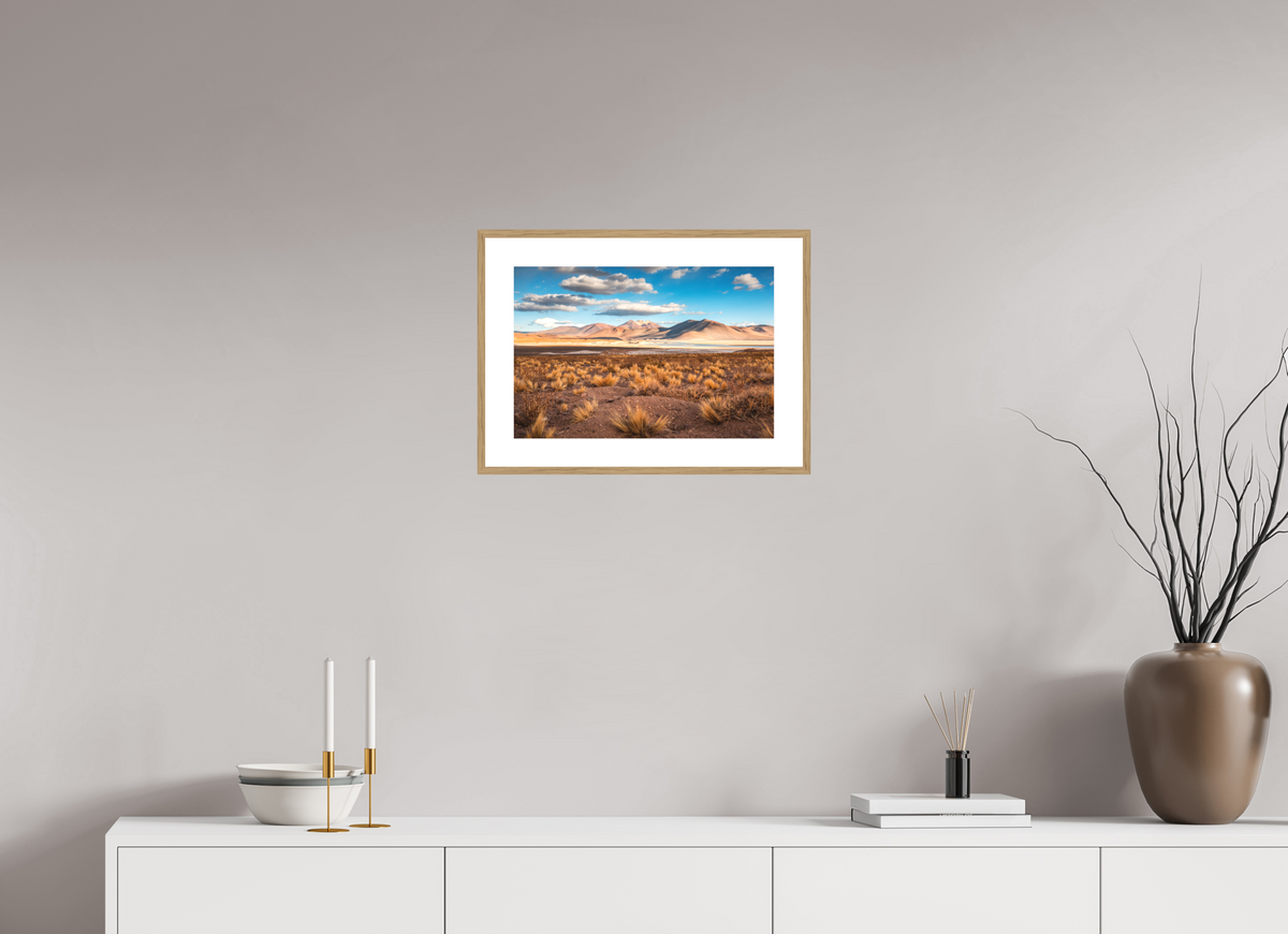 45 x 30 cm, Rahmen-Holzoptik Golden Light in the Atacama Desert