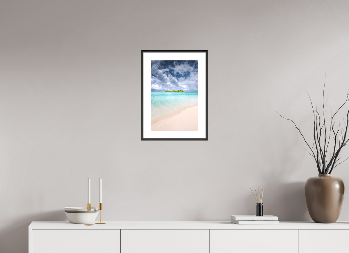 30 x 45 cm, Rahmen-Schwarz Tropical Coastline, Aitutaki