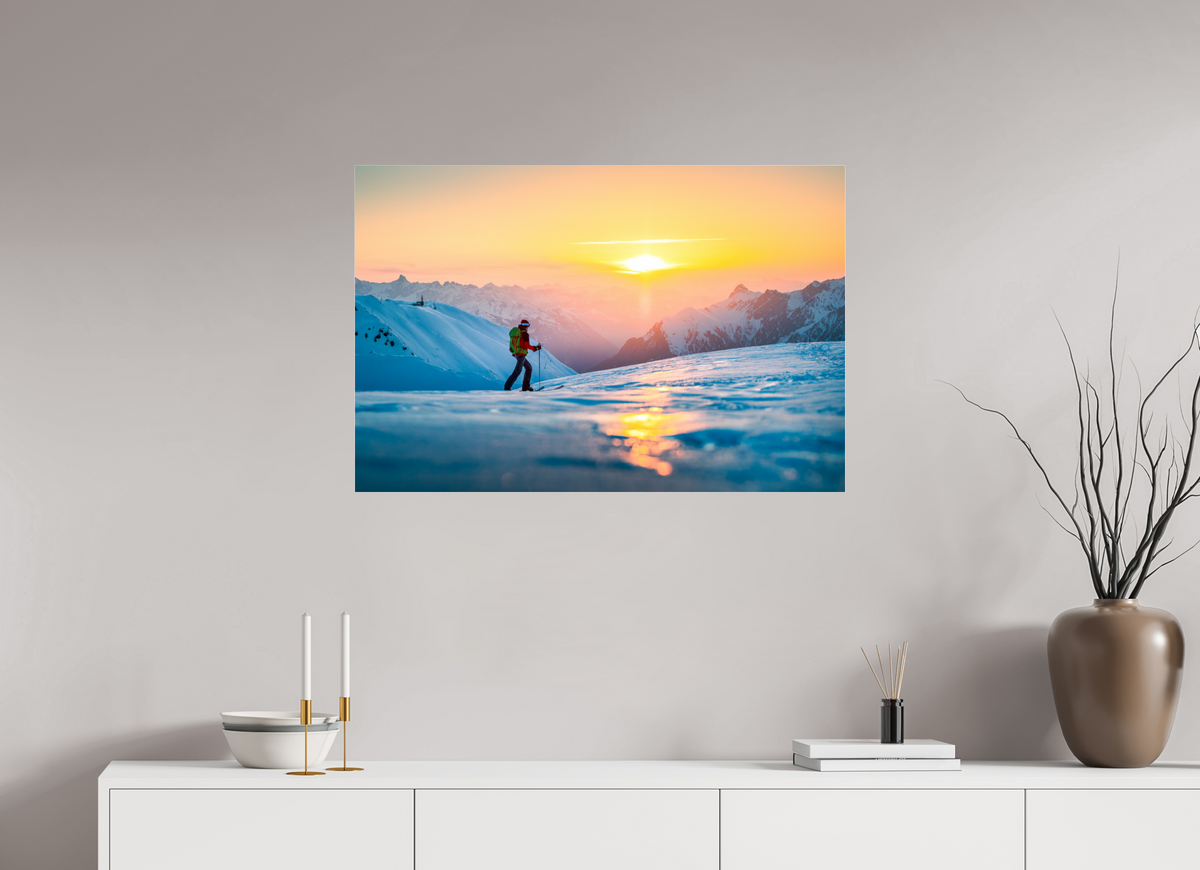 90 x 60 cm, Photo Print Under Acrylic Glass Ski Tour Sunset, Stuben Arlberg