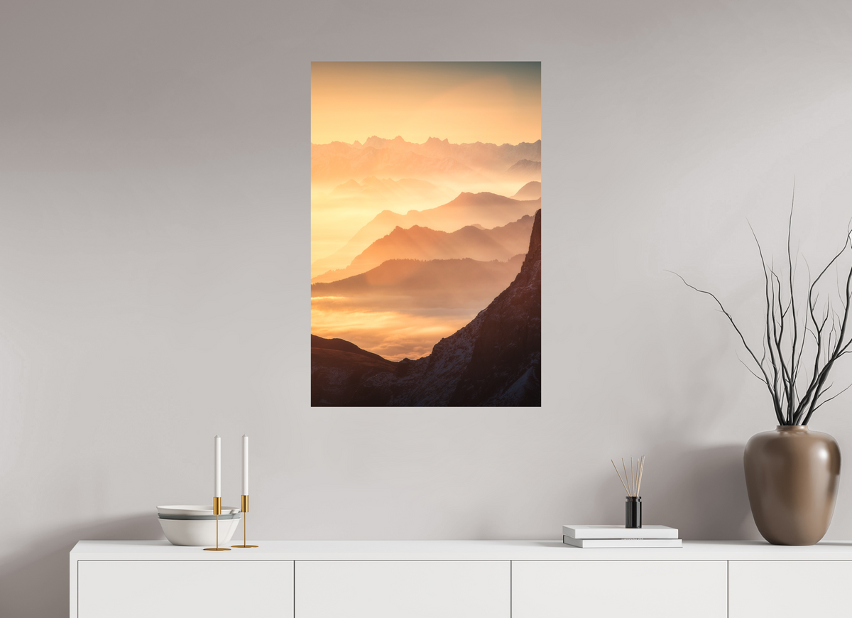 60 x 90 cm, Papierprint ohne Rahmen Säntis Ridge Silhouette, Switzerland