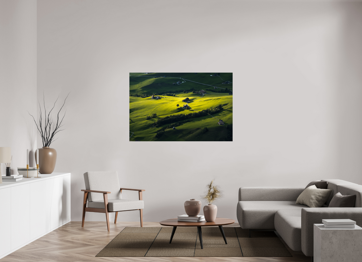150 x 100 cm, Photo Print Under Acrylic Glass Swiss Farmland at Hoher Kasten, Alpstein
