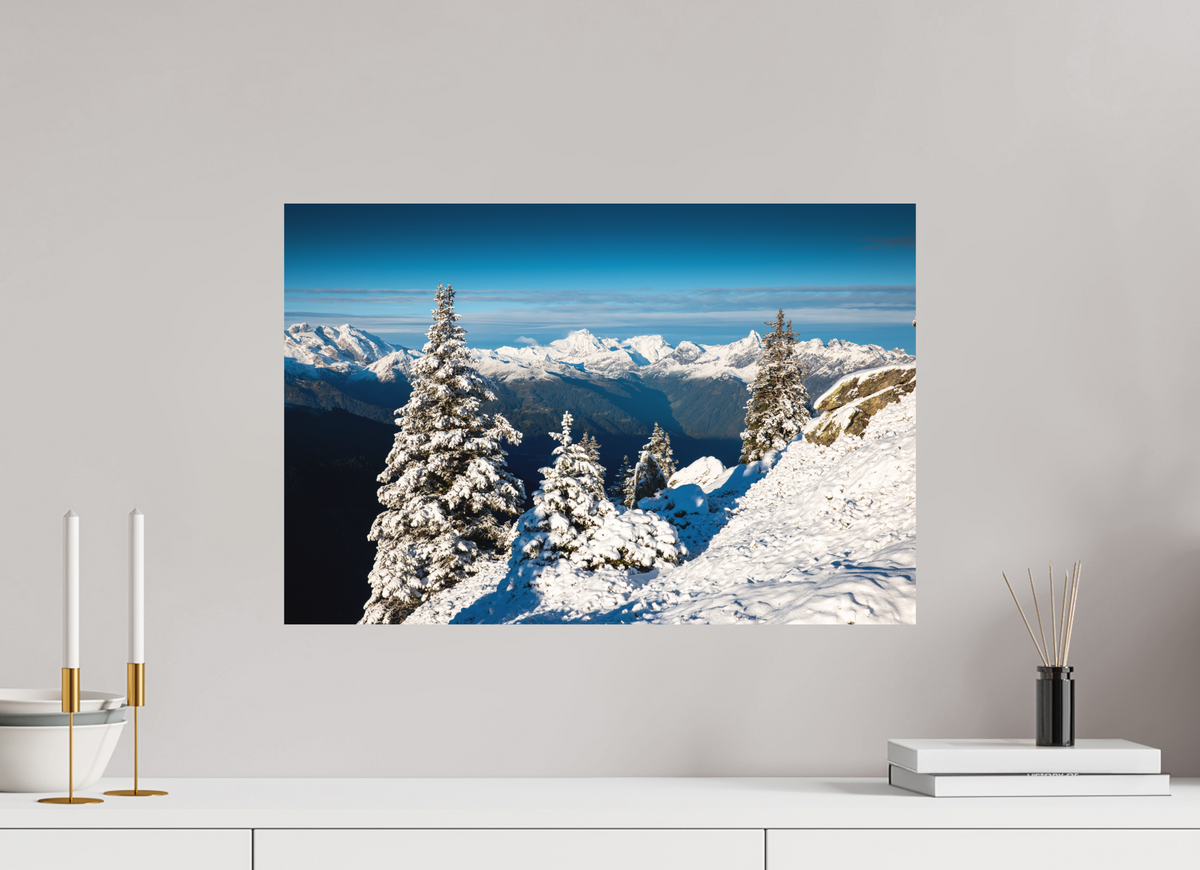 60 x 40 cm, Papierprint ohne Rahmen Muttjoechle Snowy Alps Sunrise, Vorarlberg