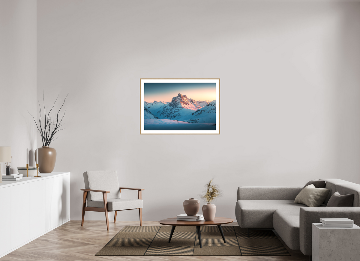 105 x 70 cm, Rahmen-Holzoptik Pateriol Alpenglow, Austria Alps