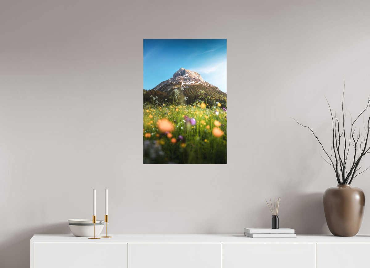 50 x 75 cm, Papierprint ohne Rahmen Omeshorn in the Sunset Glow, Lech