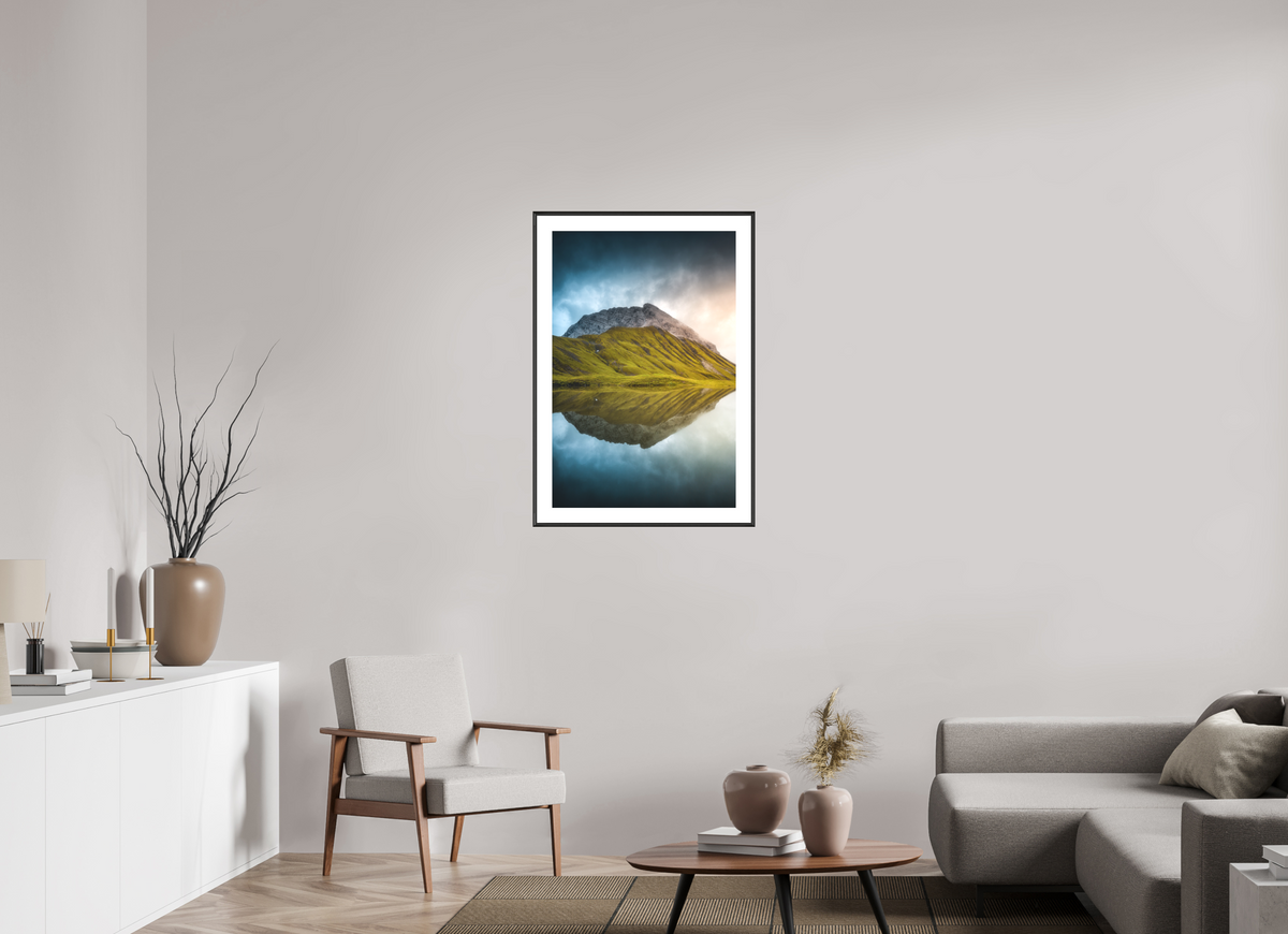60 x 90 cm, Rahmen-Schwarz Morning Light at the Monzabonsee, Zürs