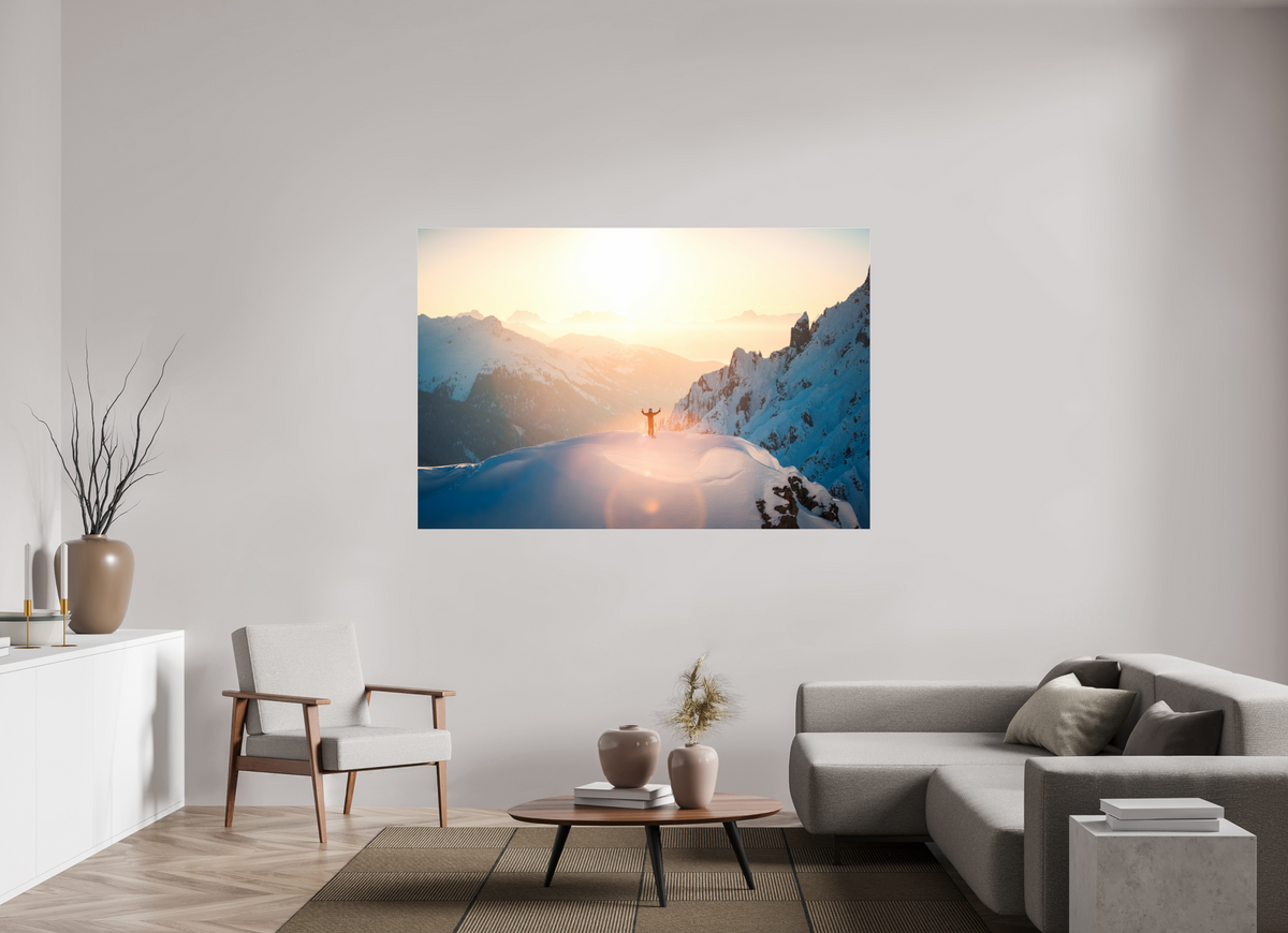 180 x 120 cm, Photo Print Under Acrylic Glass Sunset Summit, Zürs