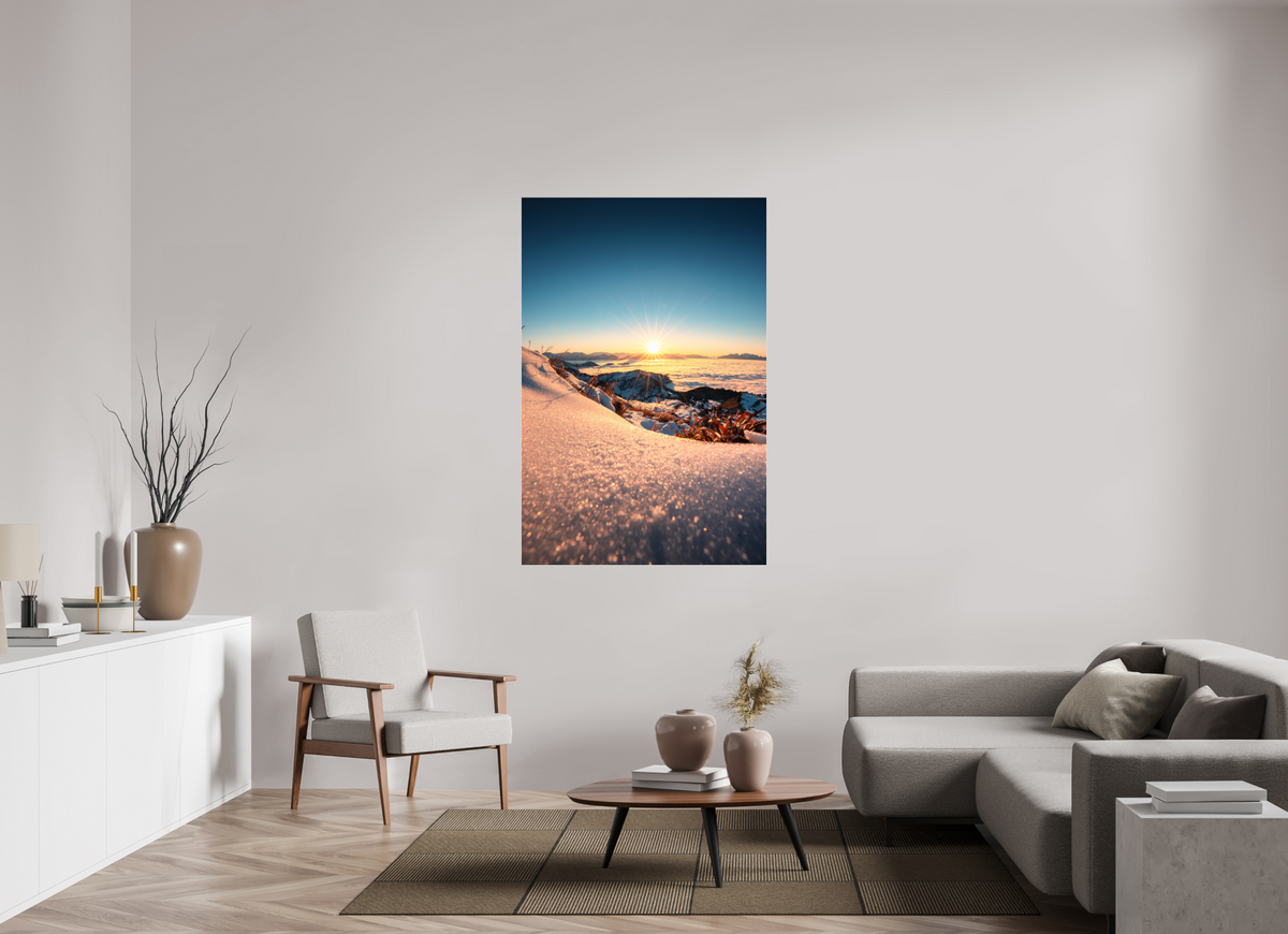 100 x 150 cm, Photo Print Under Acrylic Glass Sunset Mountain Layers, Vorarlberg