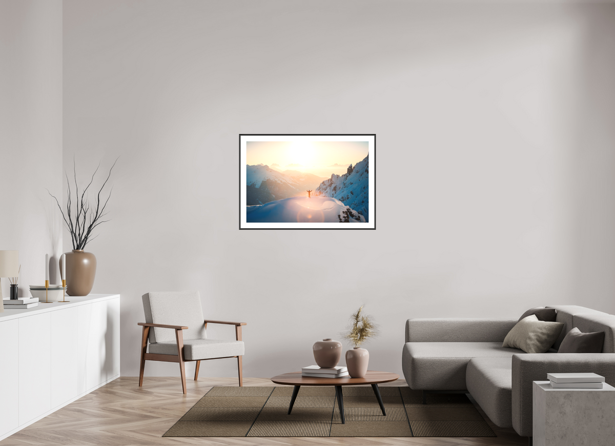 105 x 70 cm, Rahmen-Schwarz Sunset Summit, Zürs
