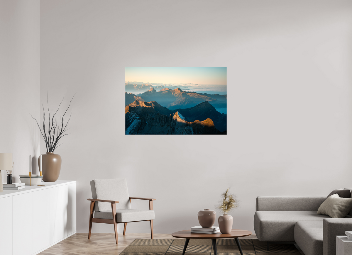 120 x 80 cm, Photo Print Under Acrylic Glass Säntis Morning Ridge Light, Switzerland