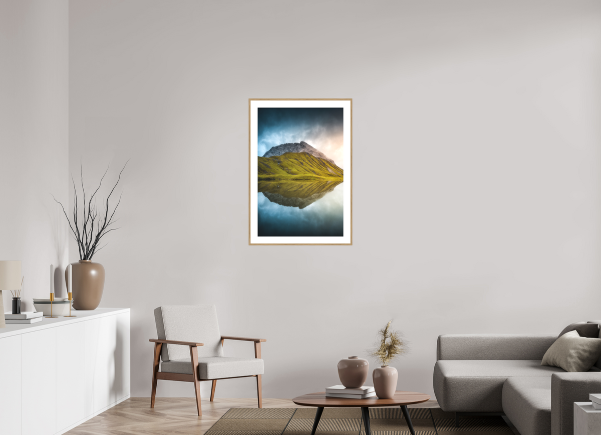 60 x 90 cm, Rahmen-Holzoptik Morning Light at the Monzabonsee, Zürs