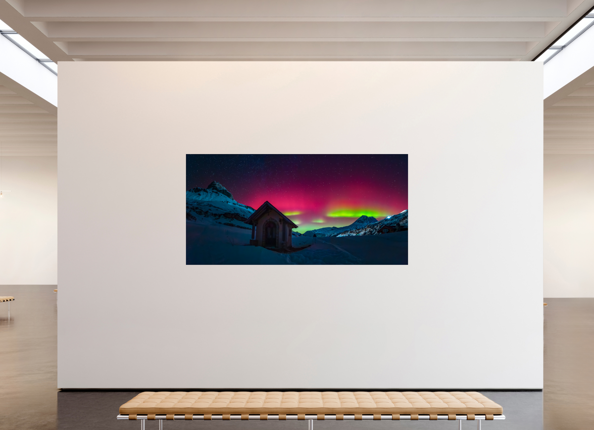 240 x 120 cm, Photo Print Under Acrylic Glass Polar Lights over Zürs, Arlberg