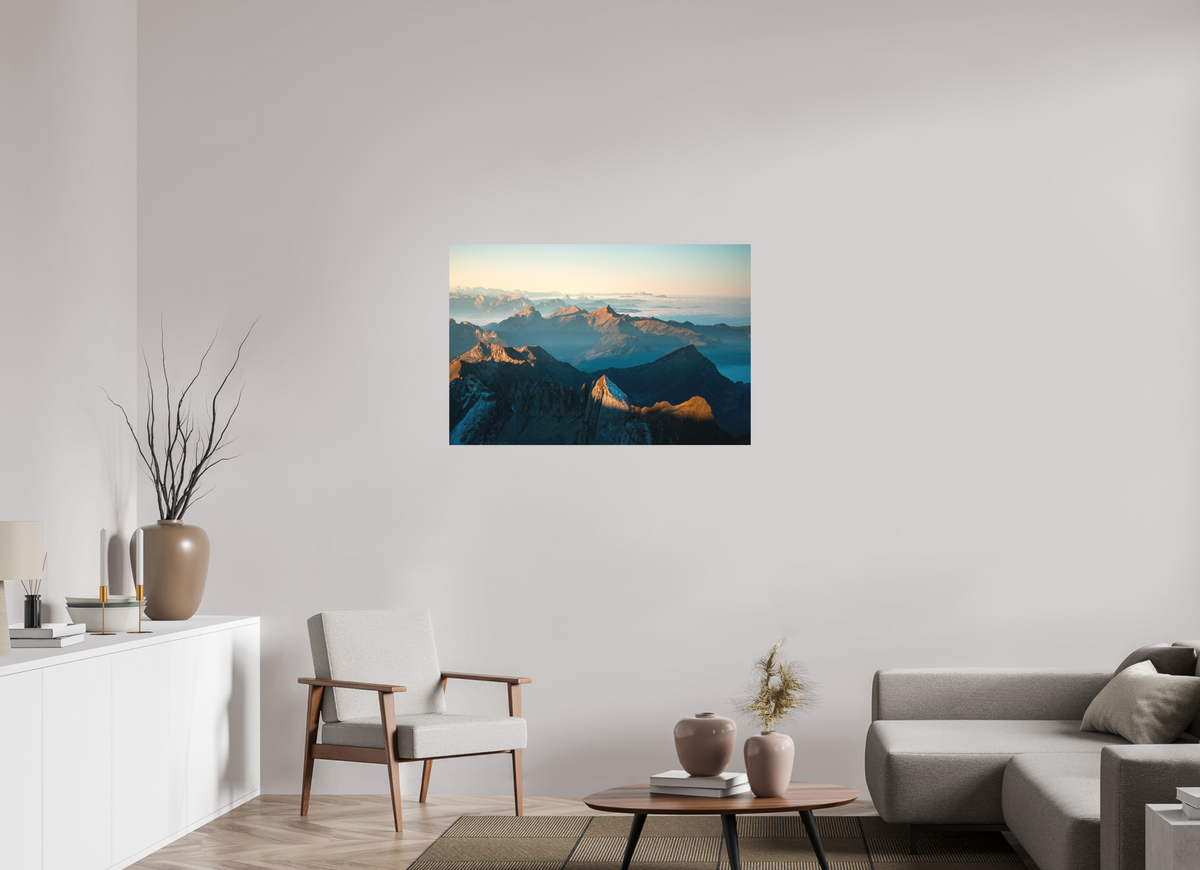 105 x 70 cm, Papierprint ohne Rahmen Säntis Morning Ridge Light, Switzerland