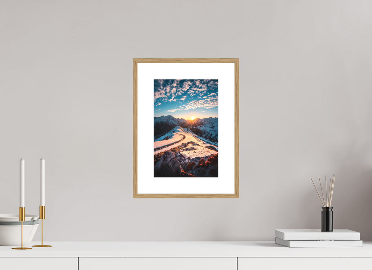20 x 30 cm, Rahmen-Holzoptik Kriegerhorn at Sunset, Lech