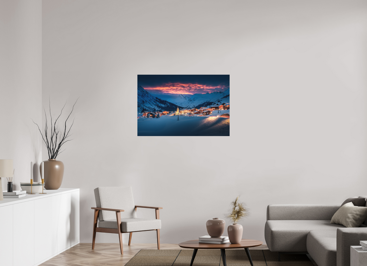 105 x 70 cm, Papierprint ohne Rahmen Zug Village, Arlberg