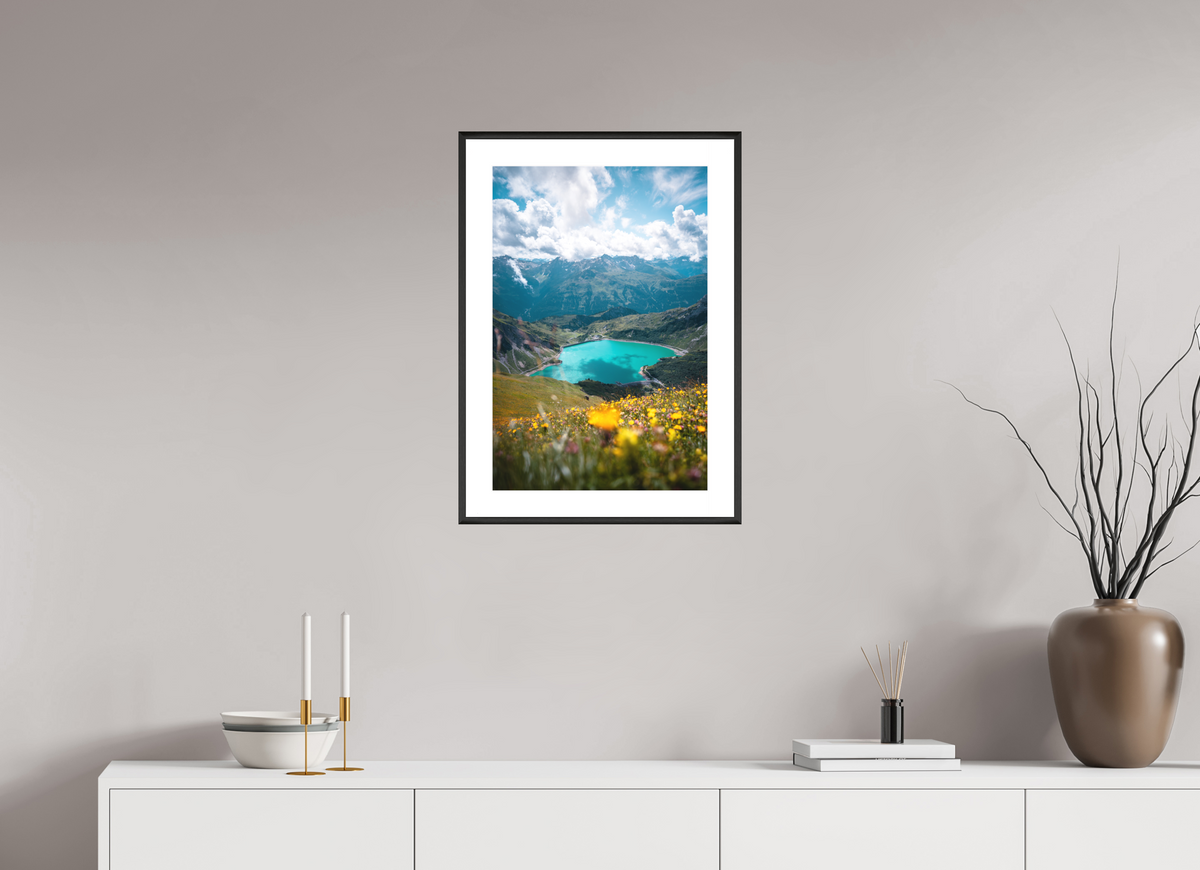 40 x 60 cm, Rahmen-Schwarz Turquoise Lake in Summer, Lech