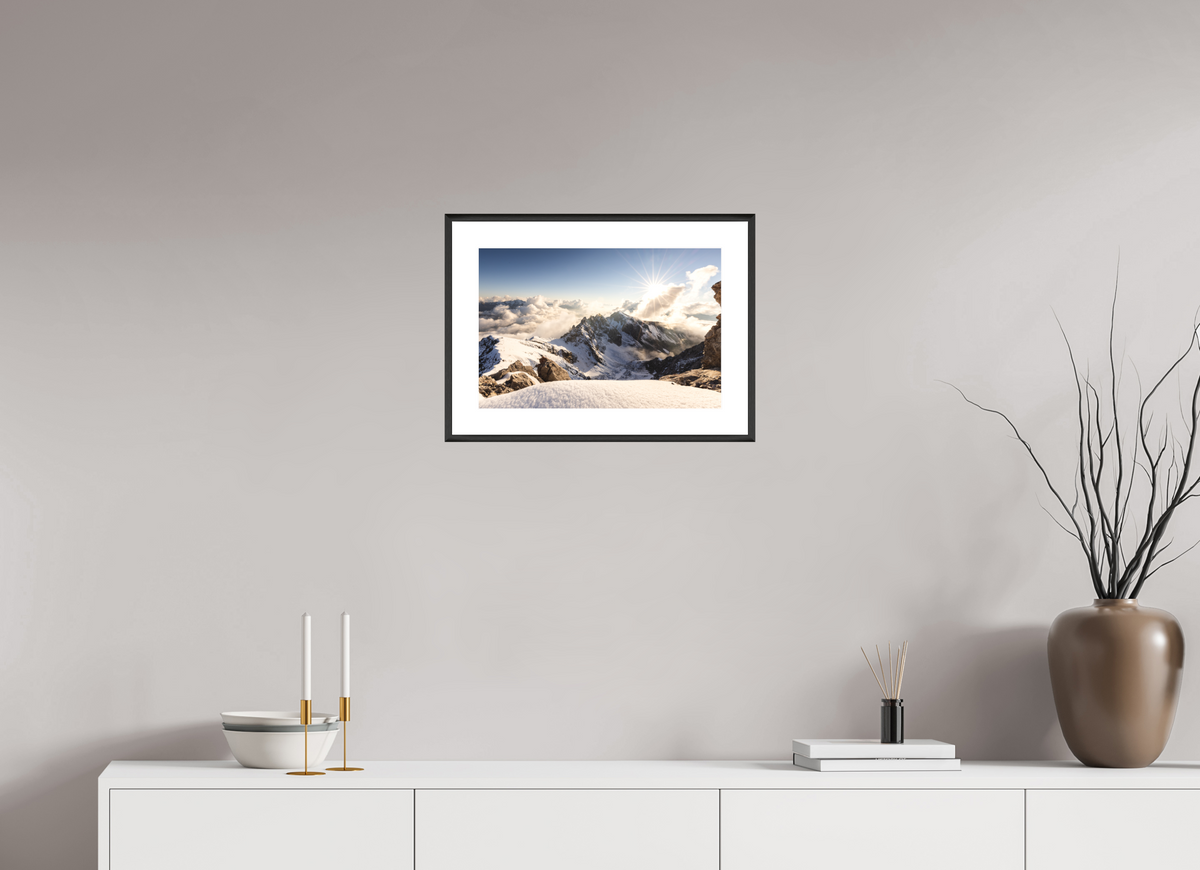 45 x 30 cm, Rahmen-Schwarz Dramatic Sunset at the Valluga, Arlberg