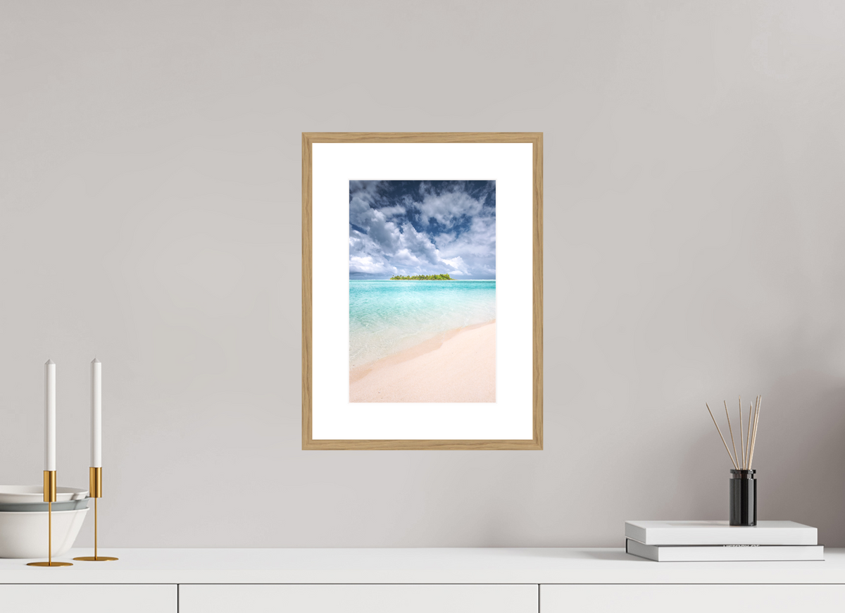 20 x 30 cm, Rahmen-Holzoptik Tropical Coastline, Aitutaki