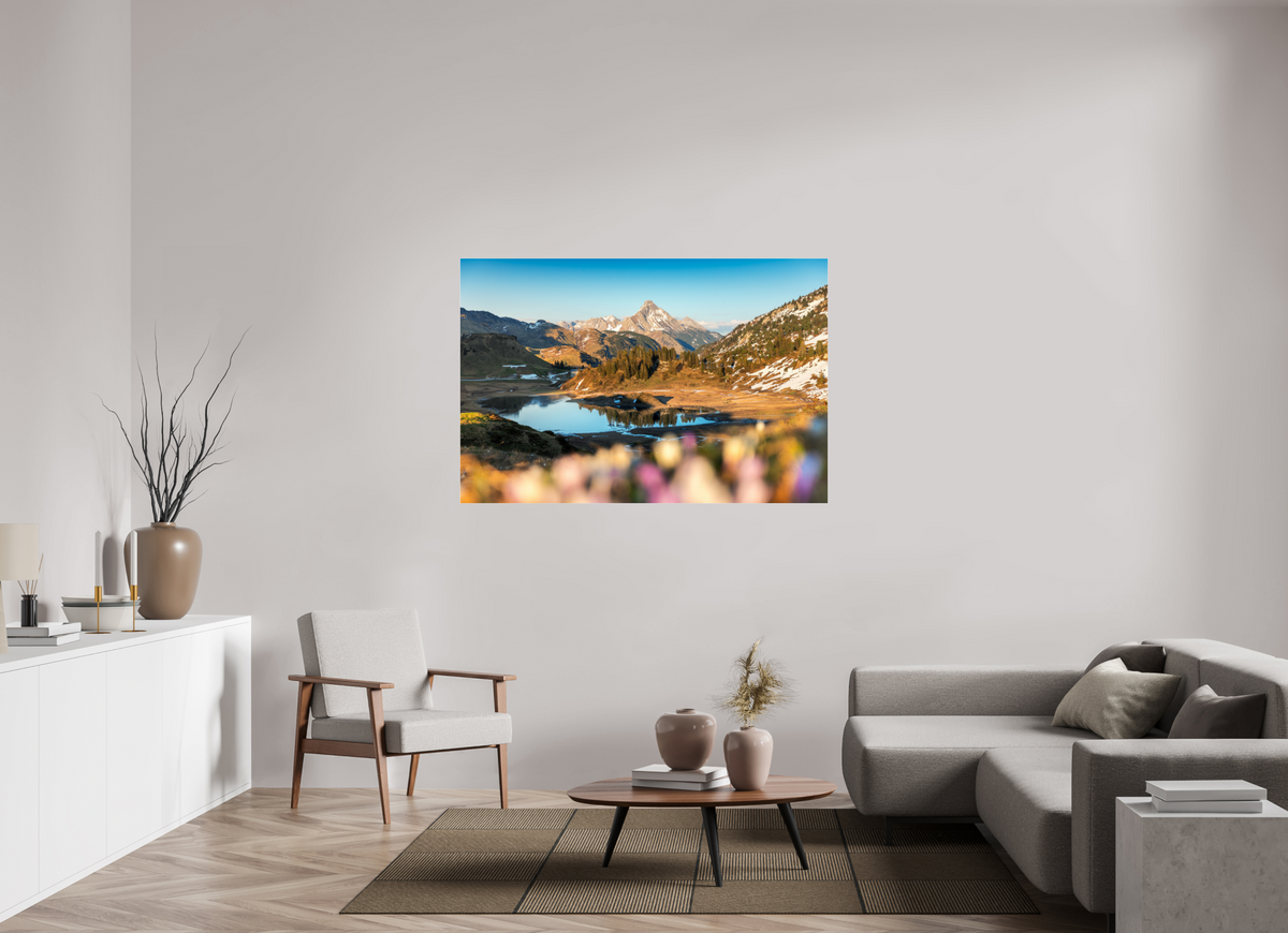 150 x 100 cm, Photo Print Under Acrylic Glass Körbersee Sunset, Warth Arlberg