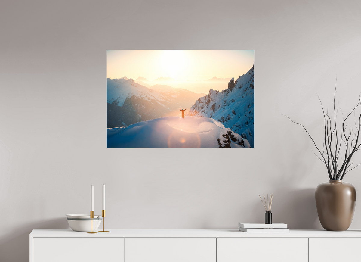 90 x 60 cm, Photo Print Under Acrylic Glass Sunset Summit, Zürs