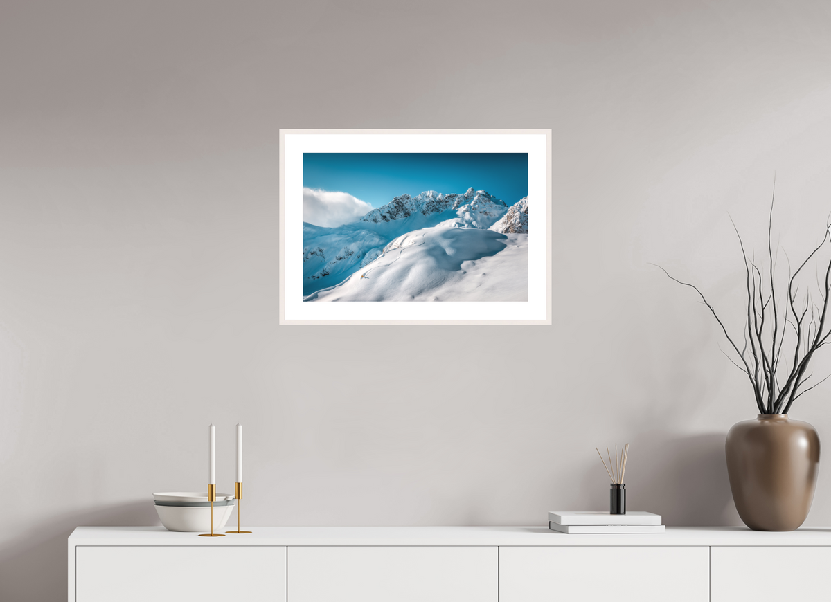 60 x 40 cm, Rahmen-Weiß Freeride Curves, Lech Zürs