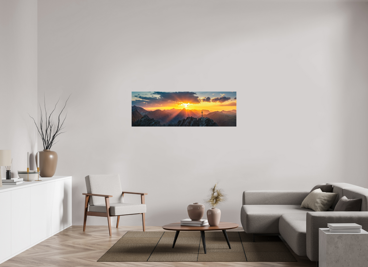 150 x 50 cm, Papierprint ohne Rahmen Sunset at the Karhorn, Warth