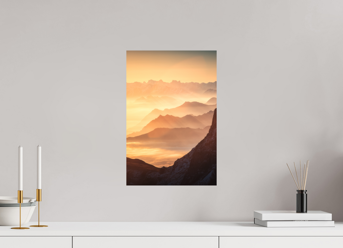 30 x 45 cm, Papierprint ohne Rahmen Säntis Ridge Silhouette, Switzerland