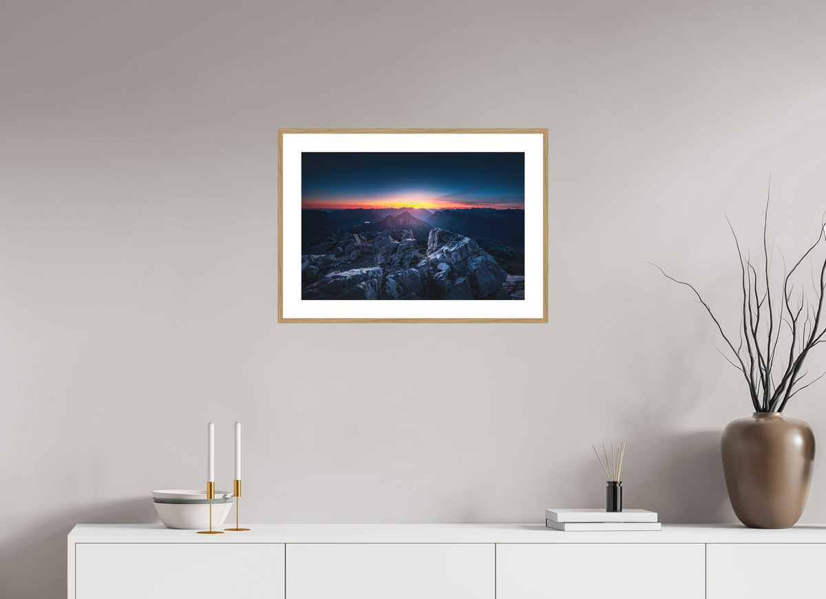 60 x 40 cm, Rahmen-Holzoptik Sunrise at the Mohnenfluh, Lech
