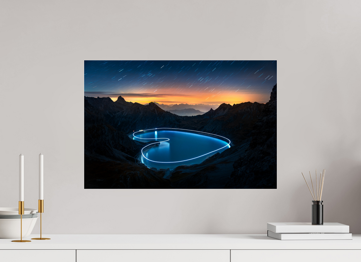 60 x 40 cm, Photo Print Under Acrylic Glass Lünersee Heart, Vorarlberg