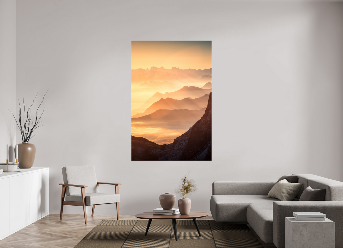 120 x 180 cm, Photo Print Under Acrylic Glass Säntis Ridge Silhouette, Switzerland