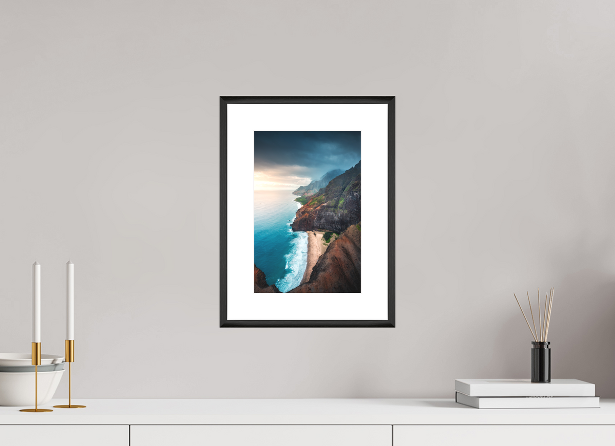 20 x 30 cm, Rahmen-Schwarz Coastline Viewpoint, Kauai