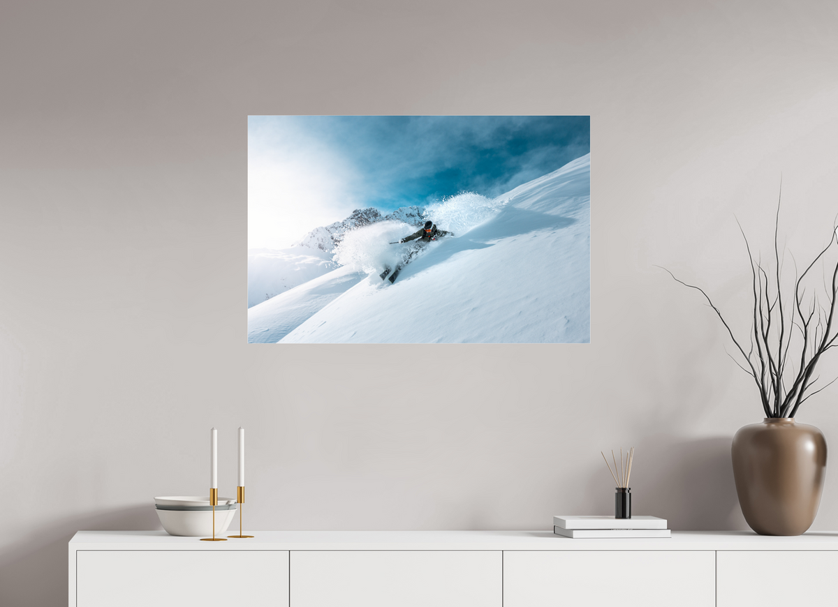 90 x 60 cm, Photo Print Under Acrylic Glass Deep Powder Turn, Zürs