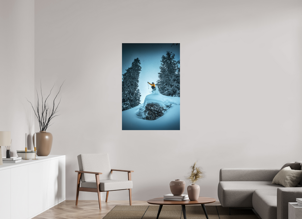 80 x 120 cm, Photo Print Under Acrylic Glass Frozen Launch Over the Trees