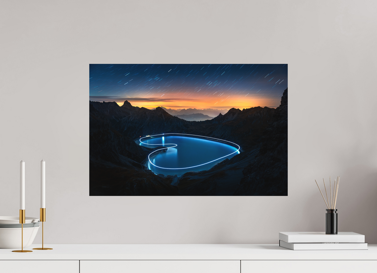 60 x 40 cm, Papierprint ohne Rahmen Lünersee Heart, Vorarlberg