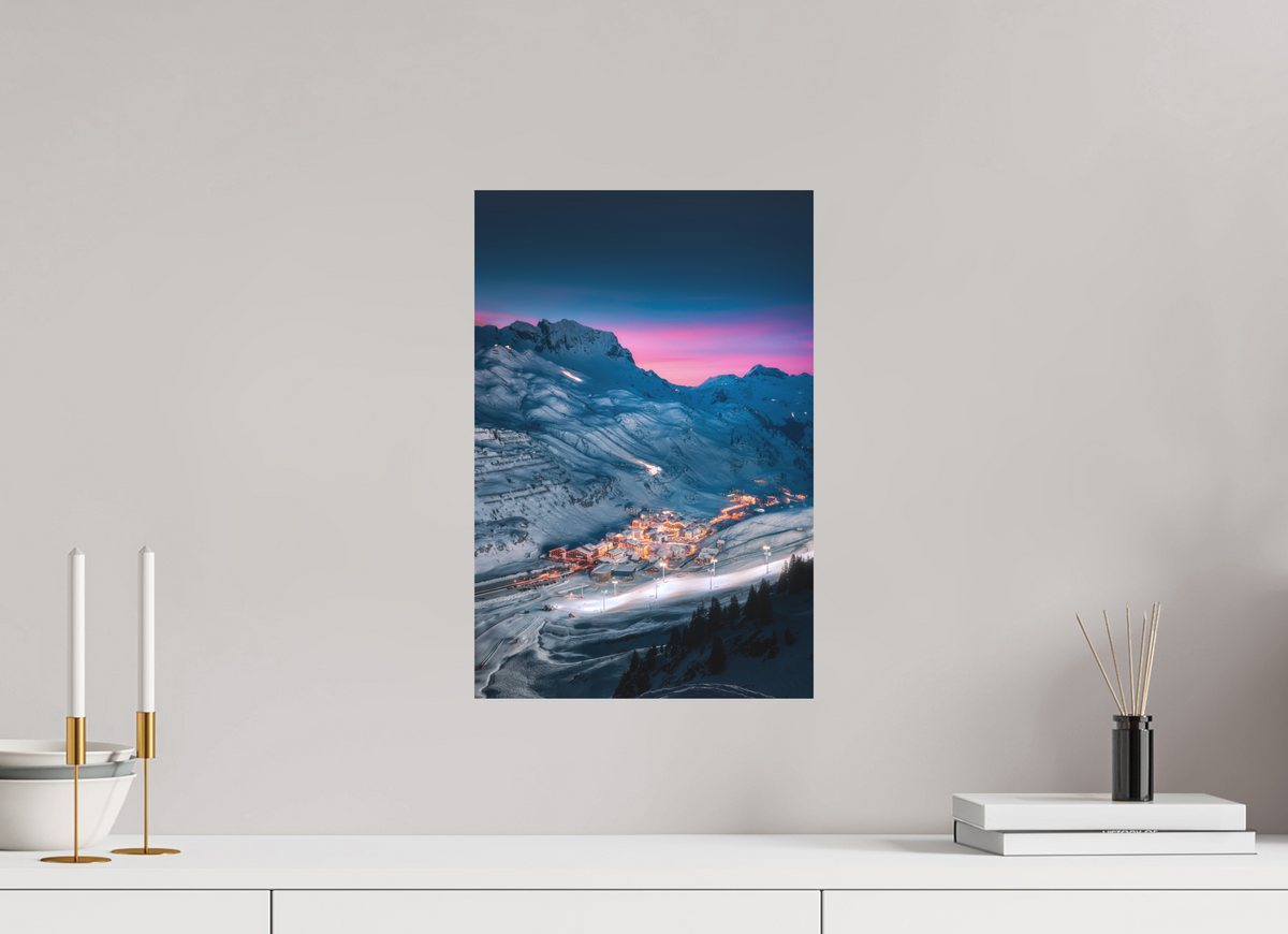 30 x 45 cm, Papierprint ohne Rahmen Zürs at Night, Arlberg