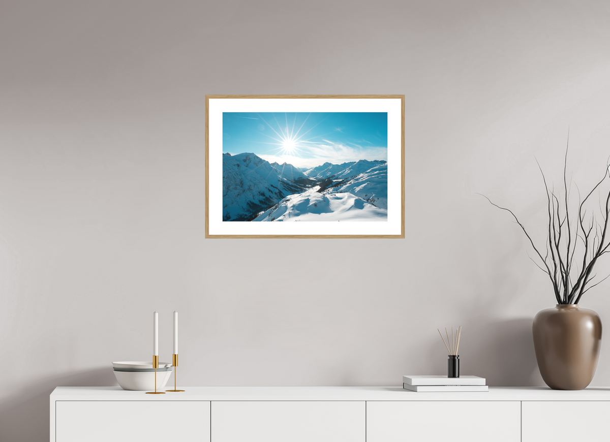 60 x 40 cm, Rahmen-Holzoptik Winter Mood in the Zugertal, Lech