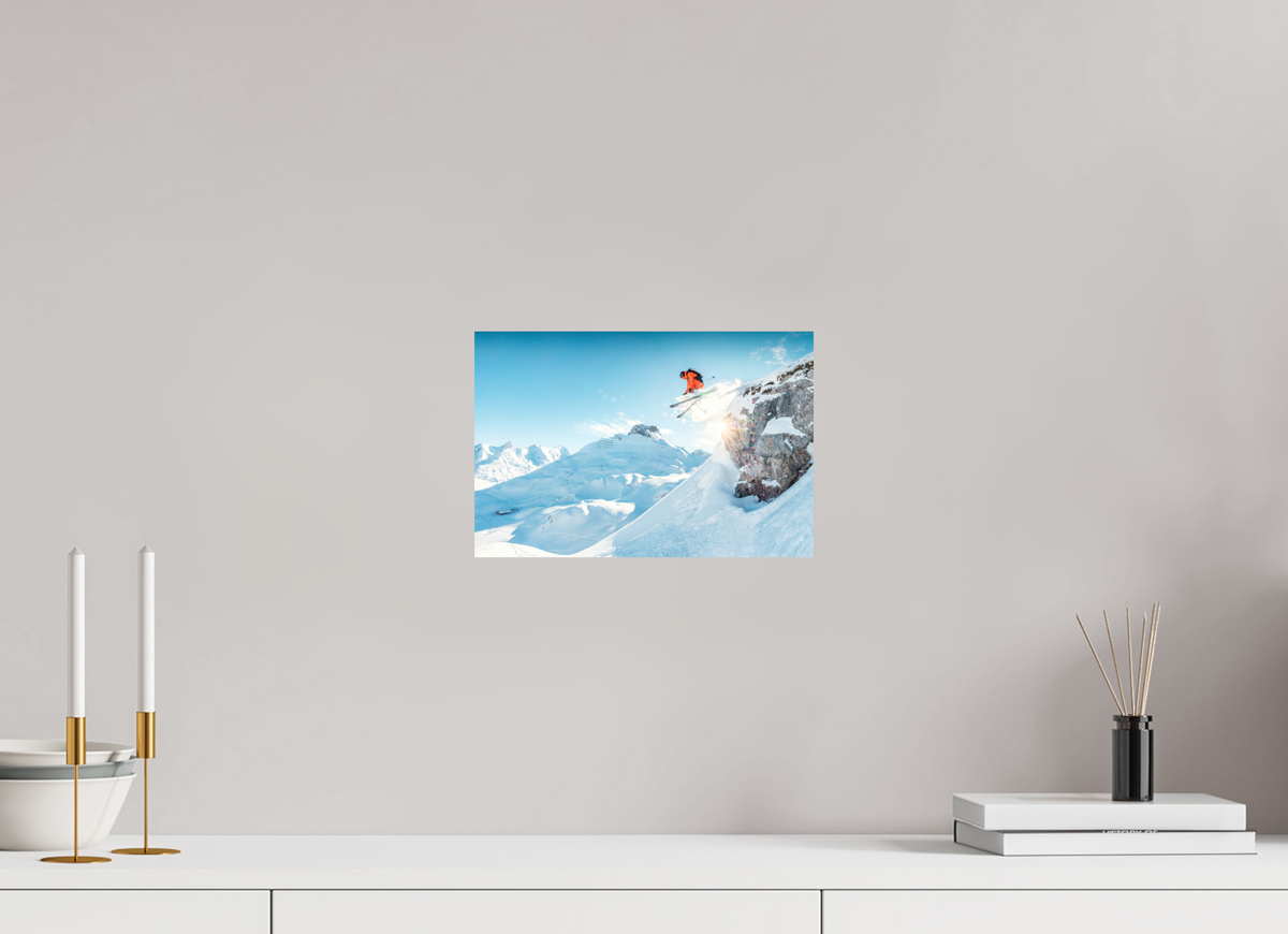 30 x 20 cm, Papierprint ohne Rahmen Freeride Jump Over the Rocks, Zürs