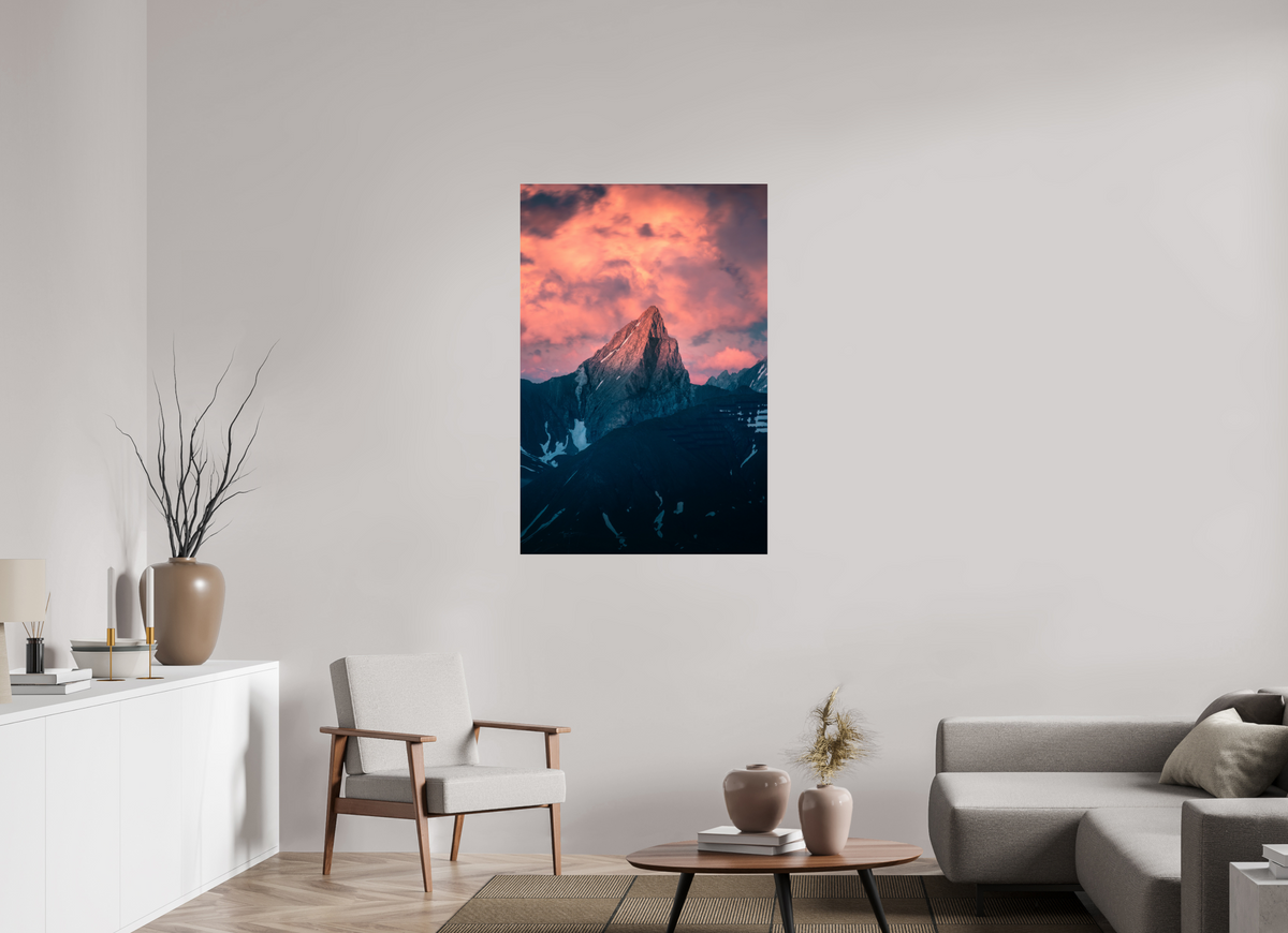 80 x 120 cm, Photo Print Under Acrylic Glass Roggspitze Sunset, Vorarlberg Austria