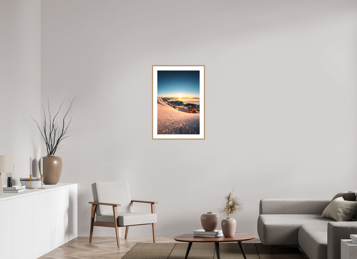 50 x 75 cm, Rahmen-Holzoptik Sunset Mountain Layers, Vorarlberg