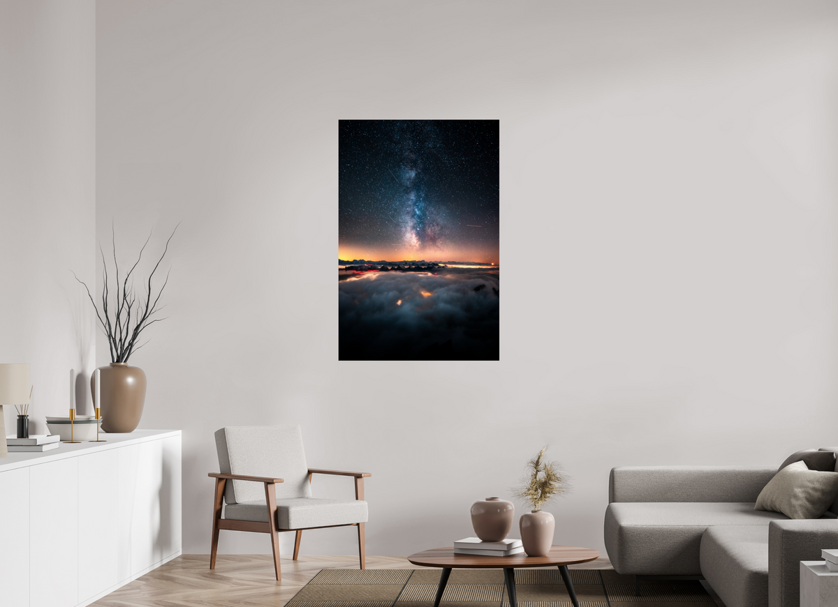 80 x 120 cm, Photo Print Under Acrylic Glass Säntis Milky Way at Night, Switzerland